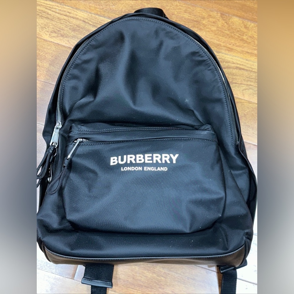 EUC HOST PICK BURBERRY BLACK  NYLON BACKPACK BAG MEDIUM.